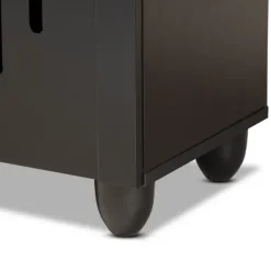 Entryway Furniture-Kirkland's Home Wood Cut-Out Shoe Storage Cabinet Black