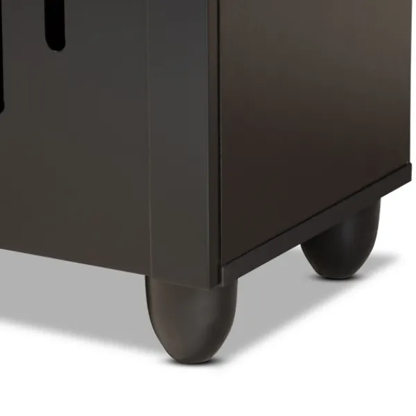 Entryway Furniture-Kirkland's Home Wood Cut-Out Shoe Storage Cabinet Black