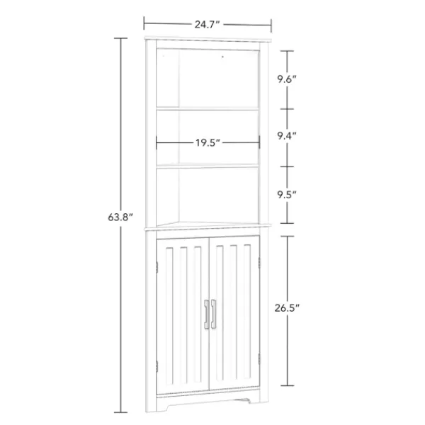 Bathroom Furniture-Kirkland's Home Wood 2-Door Corner Storage Cabinet White