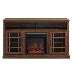 Tv Stands & Media Consoles-Kirkland's Home Wood 2-Door Led Fireplace Cabinet Brown