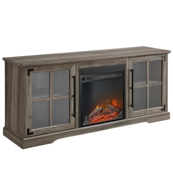 Tv Stands & Media Consoles-Kirkland's Home Wood 2-Door Led Fireplace Cabinet Gray