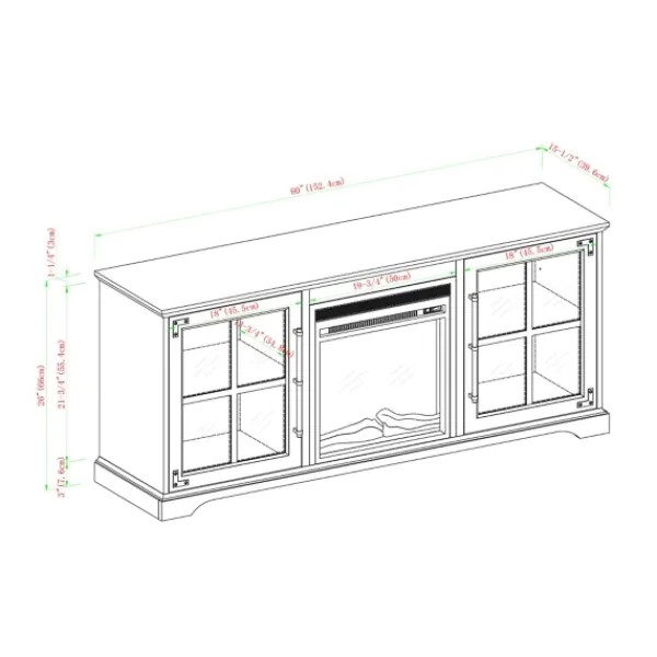 Tv Stands & Media Consoles-Kirkland's Home Wood 2-Door Led Fireplace Cabinet Gray