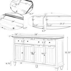 Cabinets & Sideboards-Kirkland's Home Wood 4-Door Sideboard Cabinet Brown