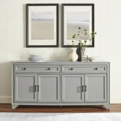 Cabinets & Sideboards-Kirkland's Home Wood 4-Door Sideboard Cabinet Gray