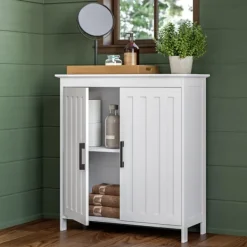 Bathroom Furniture-Kirkland's Home Wood 2-Door Storage Cabinet White