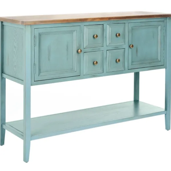 Console Tables-Kirkland's Home Wood 2-Door Storage Console Table Blue