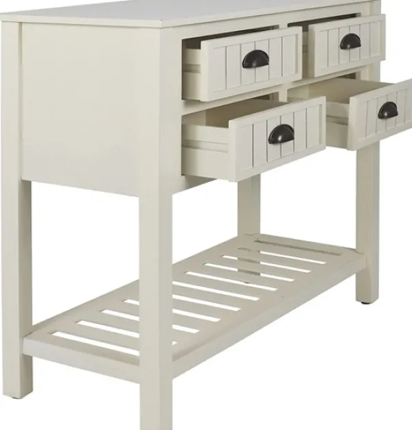 Console Tables-Kirkland's Home Wood 4-Drawer Console Table White