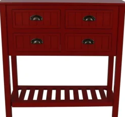 Console Tables-Kirkland's Home Wood 4-Drawer Console Table Red