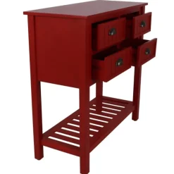 Console Tables-Kirkland's Home Wood 4-Drawer Console Table Red