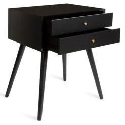 Accent & End Tables-Kirkland's Home Wood 2-Drawer Finco Accent Table Black