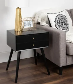 Accent & End Tables-Kirkland's Home Wood 2-Drawer Finco Accent Table Black