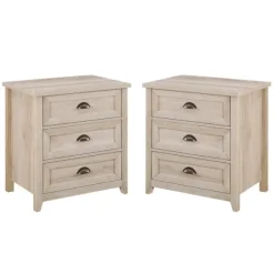 Bathroom Furniture-Kirkland's Home Wood 3-Drawer Nightstands, Set Of 2 Ivory