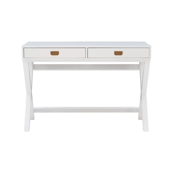 Office Furniture-Kirkland's Home Wood 2-Drawer X-Frame Desk White
