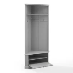 Entryway Furniture-Kirkland's Home Wood Drop Door Corner Hall Tree Gray