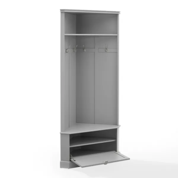 Entryway Furniture-Kirkland's Home Wood Drop Door Corner Hall Tree Gray