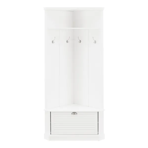 Entryway Furniture-Kirkland's Home Wood Drop Door Corner Hall Tree White