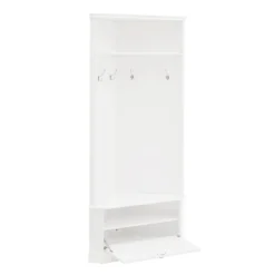 Entryway Furniture-Kirkland's Home Wood Drop Door Corner Hall Tree White