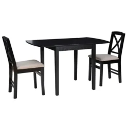 Dining Sets-Kirkland's Home Wood Drop Leaf 3-Pc. Dining Set Black