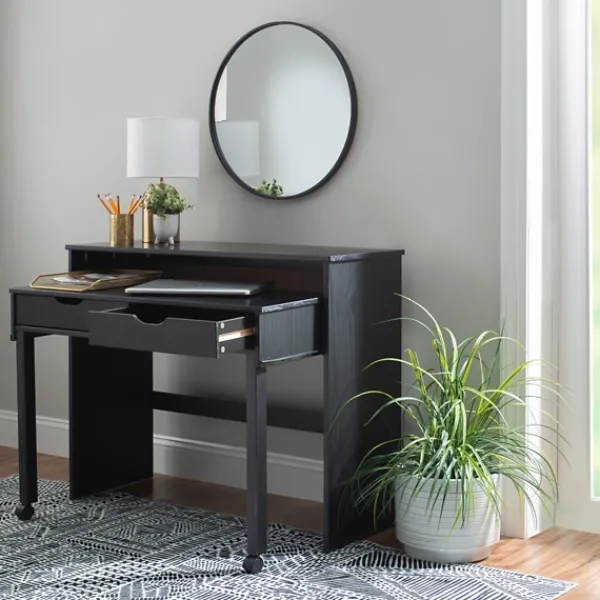 Office Furniture-Kirkland's Home Wood Extendable Desk Black