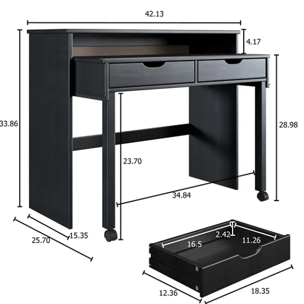 Office Furniture-Kirkland's Home Wood Extendable Desk Black