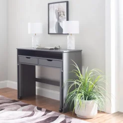 Office Furniture-Kirkland's Home Wood Extendable Desk Gray