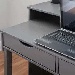 Office Furniture-Kirkland's Home Wood Extendable Desk Gray