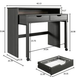Office Furniture-Kirkland's Home Wood Extendable Desk Gray