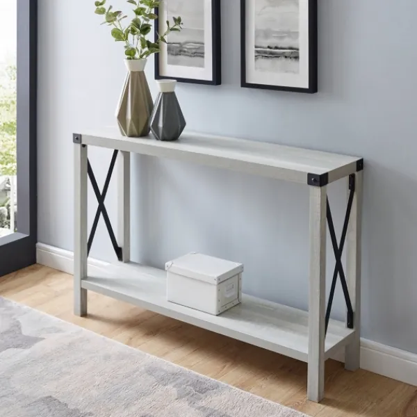 Entryway Furniture-Kirkland's Home Wood Farmhouse Console Table Gray