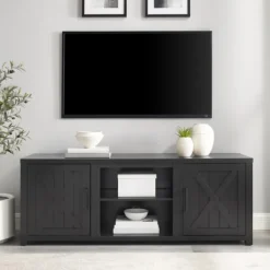 Tv Stands & Media Consoles-Kirkland's Home Wood Farmhouse Media Cabinet Black