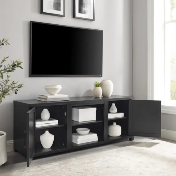 Tv Stands & Media Consoles-Kirkland's Home Wood Farmhouse Media Cabinet Black