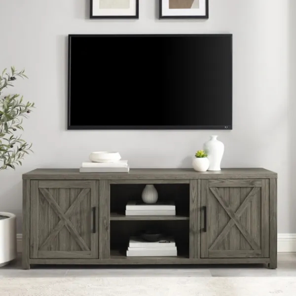 Tv Stands & Media Consoles-Kirkland's Home Wood Farmhouse Media Cabinet Gray