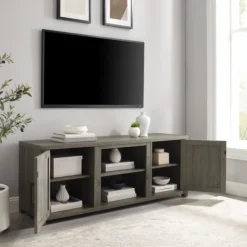 Tv Stands & Media Consoles-Kirkland's Home Wood Farmhouse Media Cabinet Gray