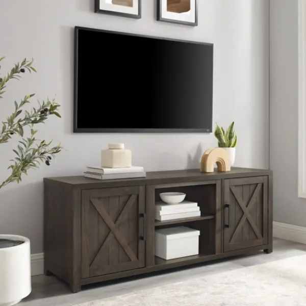 Tv Stands & Media Consoles-Kirkland's Home Wood Farmhouse Media Cabinet Brown