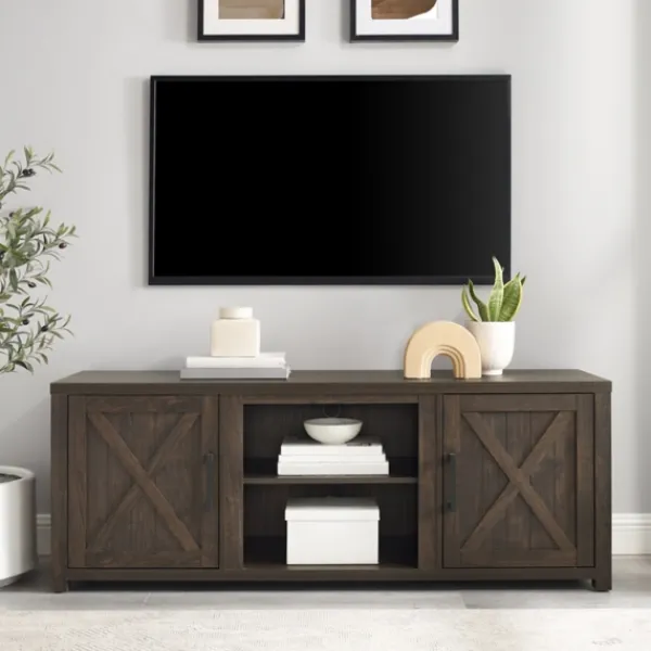 Tv Stands & Media Consoles-Kirkland's Home Wood Farmhouse Media Cabinet Brown