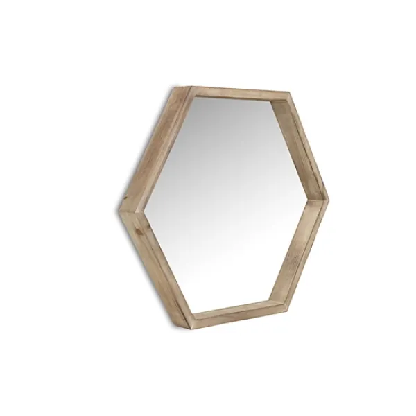 Decorative Mirrors-Kirkland's Home Wood Frame Hexagon Wall Mirror
