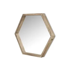 Decorative Mirrors-Kirkland's Home Wood Frame Hexagon Wall Mirror