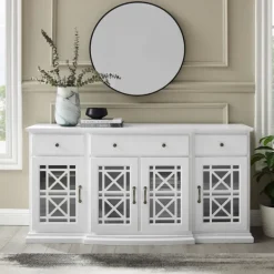 Cabinets & Sideboards-Kirkland's Home Wood Fretwork Sideboard White