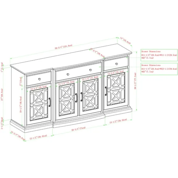Cabinets & Sideboards-Kirkland's Home Wood Fretwork Sideboard White