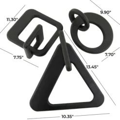 Statues & Figurines-Kirkland's Home Wood Geometric Chain Sculptures, Set Of 3 Black