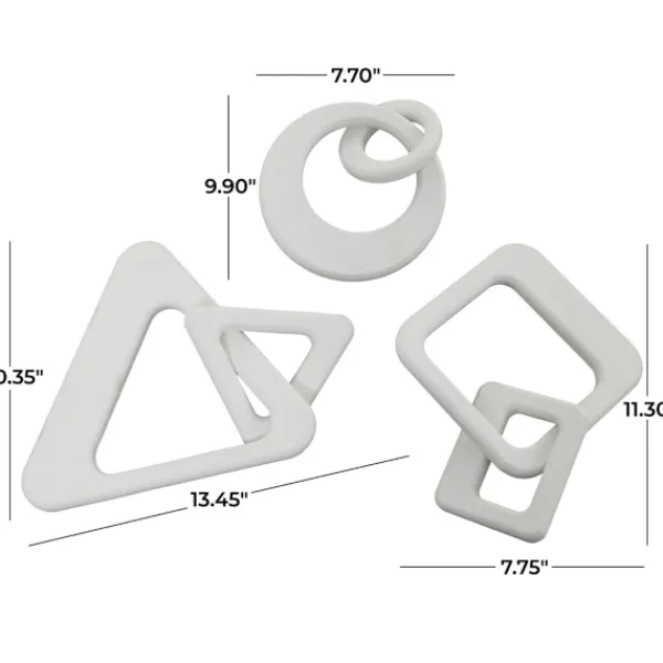 Statues & Figurines-Kirkland's Home Wood Geometric Chain Sculptures, Set Of 3 White