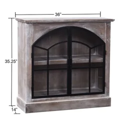 Cabinets & Sideboards-Kirkland's Home Wood Glass Arched Doors Cabinet Gray