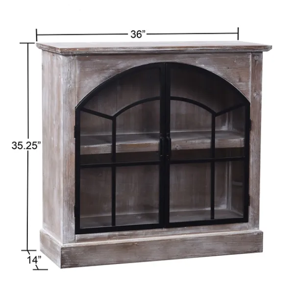 Cabinets & Sideboards-Kirkland's Home Wood Glass Arched Doors Cabinet Gray