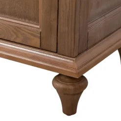 Cabinets & Sideboards-Kirkland's Home Wood Glass Door Sideboard Cabinet Brown