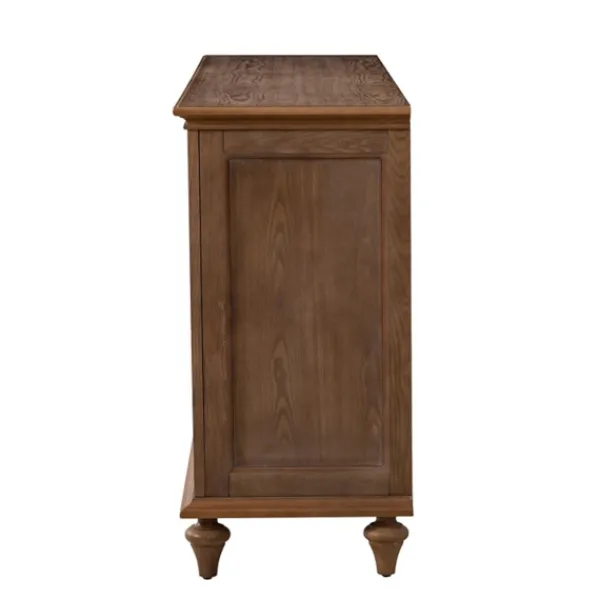 Cabinets & Sideboards-Kirkland's Home Wood Glass Door Sideboard Cabinet Brown