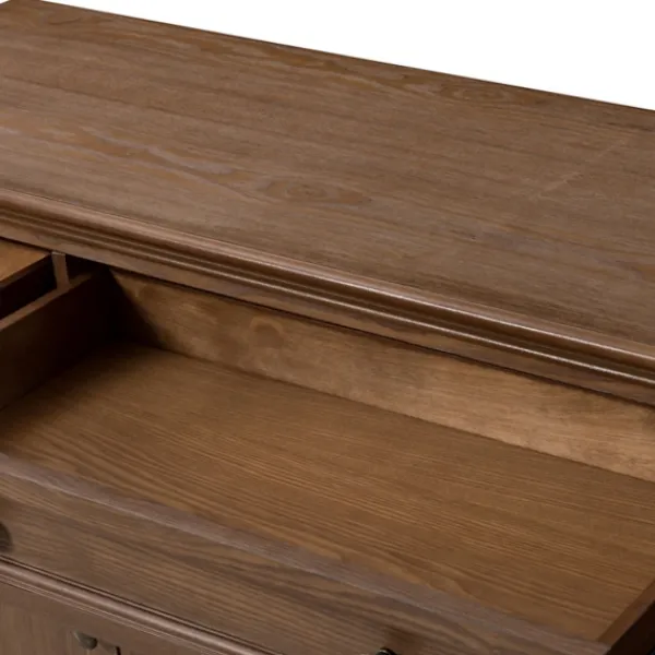 Cabinets & Sideboards-Kirkland's Home Wood Glass Door Sideboard Cabinet Brown