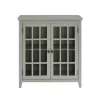 Cabinets & Sideboards-Kirkland's Home Wood Grid 2-Door Accent Cabinet Gray