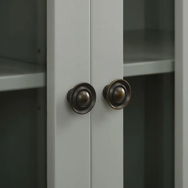 Cabinets & Sideboards-Kirkland's Home Wood Grid 2-Door Accent Cabinet Gray