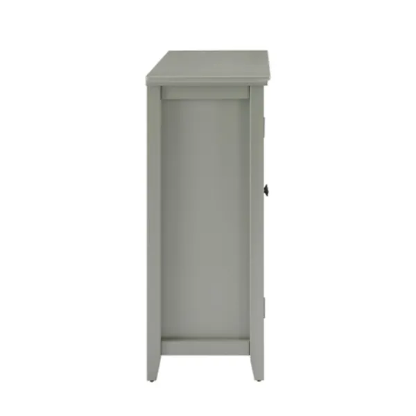 Cabinets & Sideboards-Kirkland's Home Wood Grid 2-Door Accent Cabinet Gray