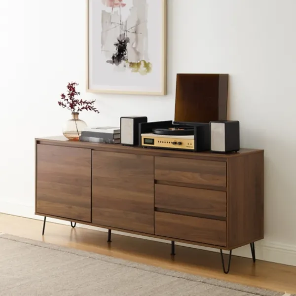 Tv Stands & Media Consoles-Kirkland's Home Wood Hairpin Legs Media Cabinet Brown