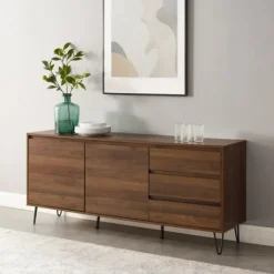 Tv Stands & Media Consoles-Kirkland's Home Wood Hairpin Legs Media Cabinet Brown